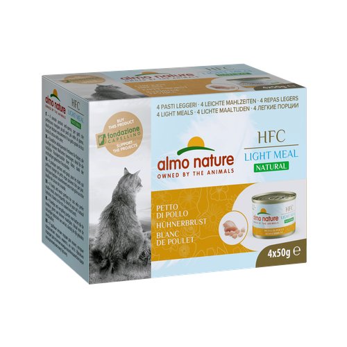 Almo Nature Набор 4 шт. по 50 г. Низкокалорийные консервы для кошек 'Куриная Грудка' (Natural Light Meal - Chicken Breast) 200 гр