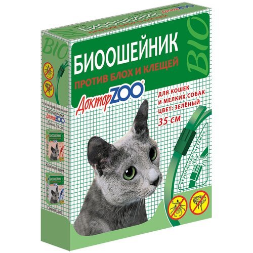 Доктор ZOO ошейник от блох и клещей Био для кошек и собак зеленый