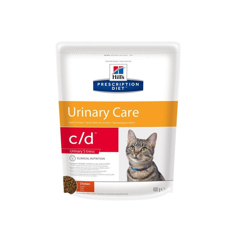 Hills Prescription Diet Cat c/d Stress Urinary Care сухой корм для кошек для профилактики и лечения мочекаменной болезни (МКБ), в том числе вызванные стрессом, диетический, с курицей - 400 г