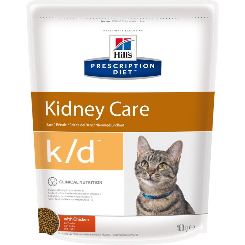 Hills Prescription Diet Cat k/d Kidney Care сухой корм для кошек при заболеваниях почек и почечной недостаточности, диетический, с курицей - 400 г