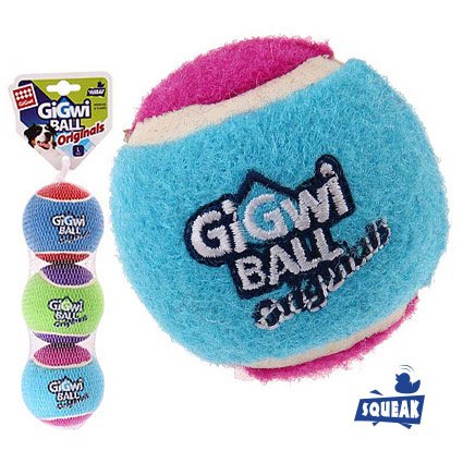 GiGwi GiGwi игрушка три мяча с пищалкой, теннисная резина (4 см)