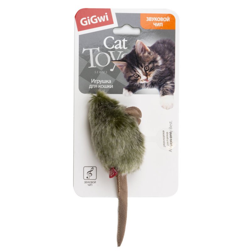 GiGwi GiGwi мышка, игрушка со звуковым чипом, 8 см (40 г)