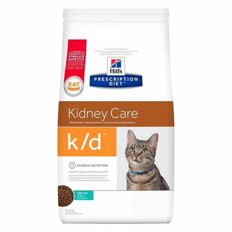 Hills Prescription Diet k/d сухой корм для кошек при хронической болезни почек, диетический, с тунцом - 1,5 кг