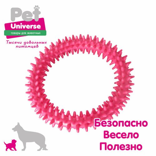 Игрушка для собак Pet Universe колечко с шипами диаметр 12,5 см, ТПР, розовый, PU3064PK