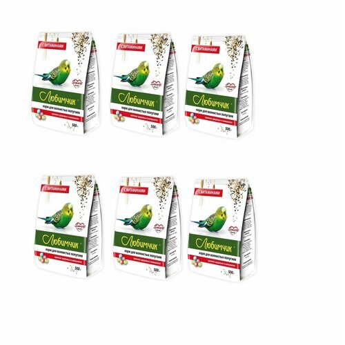Любимчик Корм для волнистых попугаев с витаминами, 500 гр, 6 уп