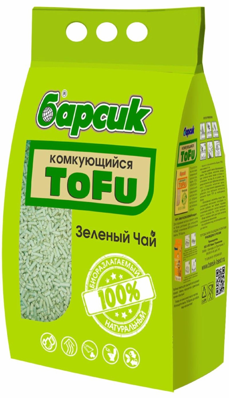 Барсик Барсик комкующийся наполнитель TOFU, Зелёный чай (15.4 кг)