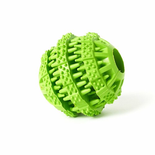 Игрушка мяч для собак резиновый неубиваемый, Чистые Клыки, Играй Гуляй, 7см, зеленый