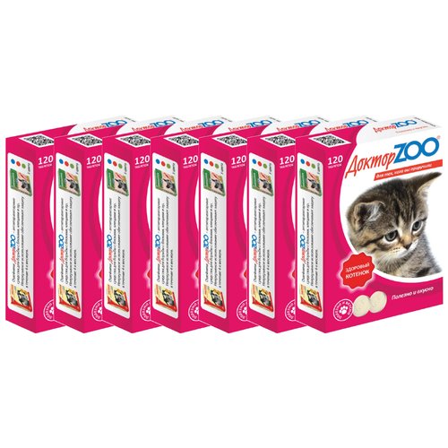 Витамины Доктор ZOO для кошек Здоровый котенок с кальцием , 120 таб. х 6 уп.