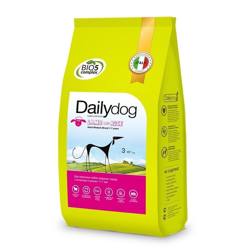 Dailydog Dailydog Adult Medium Breed Lamb and Rice сухой корм для собак средних пород, с ягненком и рисом - 3 кг
