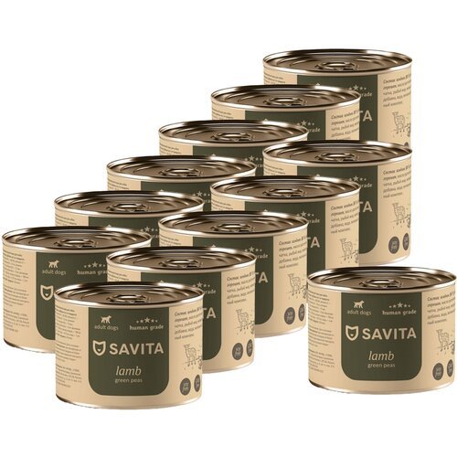 SAVITA консервы для собак «Ягненок с зеленым горошком» 0,41 кг. х 12 шт.