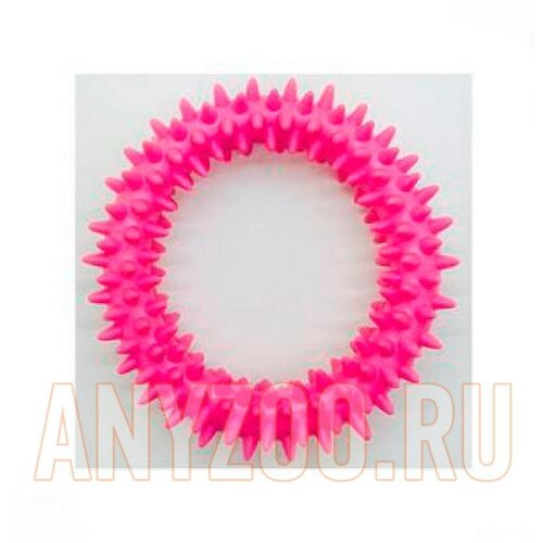 Игрушка для собак Грызлик Ам 'Кольцо с шипами', цвет: розовый, диаметр 10 см