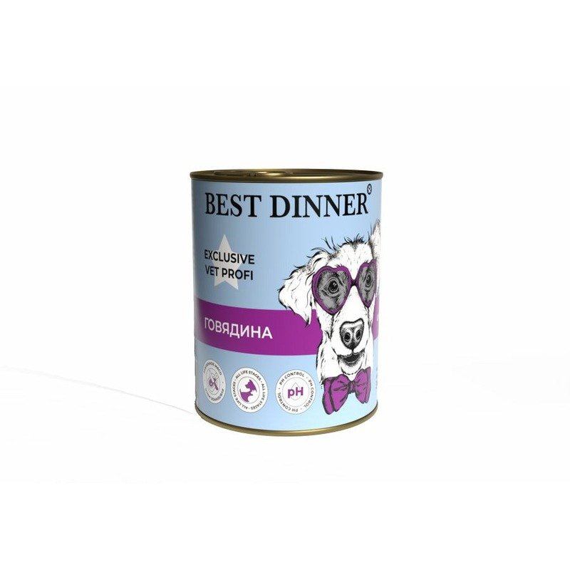 BEST DINNER Best Dinner Urinary Exclusive Vet Profi влажный корм для собак, для профилактики мочекаменной болезни, с говядиной, фарш, в консервах - 340 г