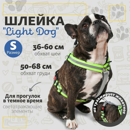 Шлейка для собак 'Light Dog' со светоотражающими элементами, для средних пород собак. Размер 'М'.