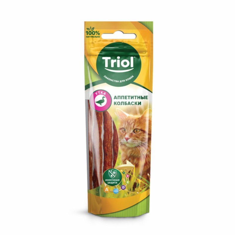 Triol (лакомства) Triol (лакомства) аппетитные колбаски из утки для кошек (40 г)