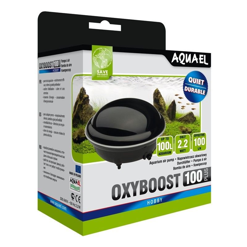 Компрессор AQUAEL OXYBOOST 100 plus для аквариума до 100 л (100 л/ч, 2.2 Вт, 1 канал, нерегулируемый)