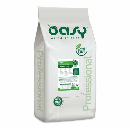 Oasy Dry OAP Medium Large Breed Professional Монопротеин сухой корм для взрослых собак средних и крупных пород с кроликом