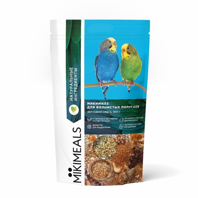 Mikimeals Mikimeals корм для волнистых попугаев (800 г)