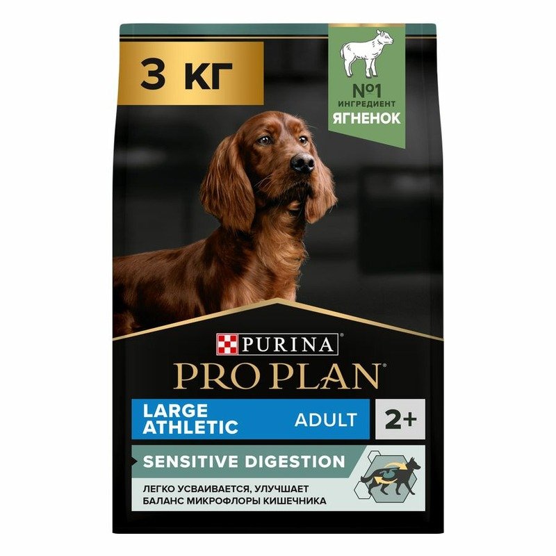 Pro Plan OptiDigest сухой корм для собак крупных пород с атлетическим телосложением с чувствительным пищеварением, с высоким содержанием ягненка - 3 кг