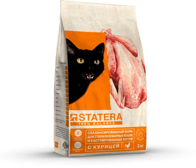 Statera Statera сухой корм для стерил/кастр кошек с курицей (3 кг)