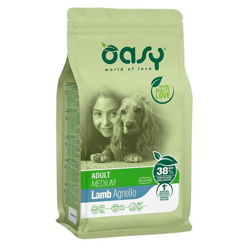 OASY Oasy Dry Dog Adult Medium сухой корм для взрослых собак средних пород с ягненком - 3 кг