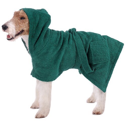 Махровый халат-полотенце для собак с капюшоном, бордовый, размер XS. Халат для собак. Полотенце для собак.