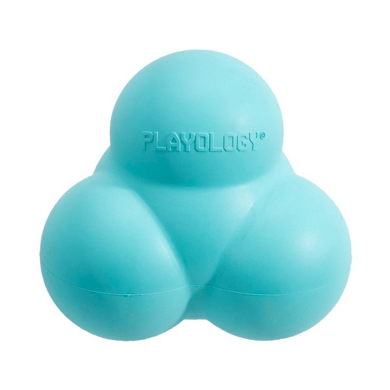 Playology Squeaky Bounce Ball игрушка для собак средних и крупных пород, жевательный тройной мяч с пищалкой, с ароматом арахиса, голубой