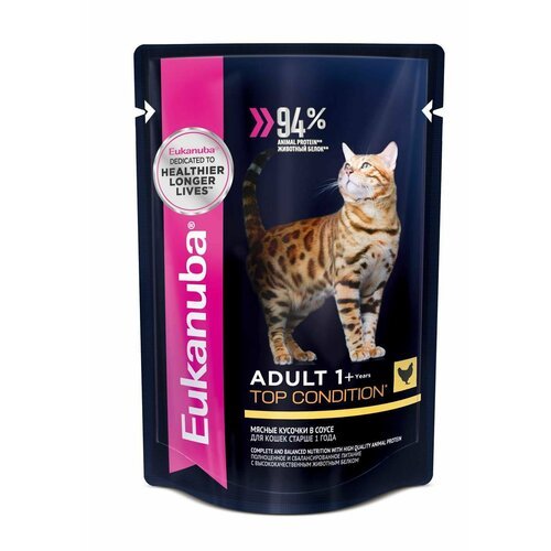 Eukanuba ADULT TOP CONDITION CHICKEN пауч влажный корм для взрослых кошек, курица в соусе, 85 гр
