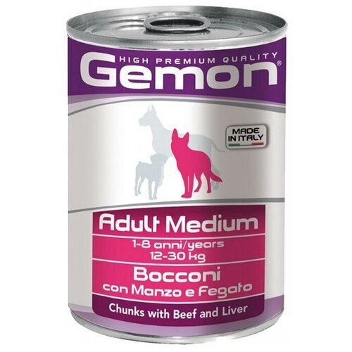 Влажный корм для собак Gemon говядина, печень 1 уп. х 1 шт. х 415 г (для средних и крупных пород)