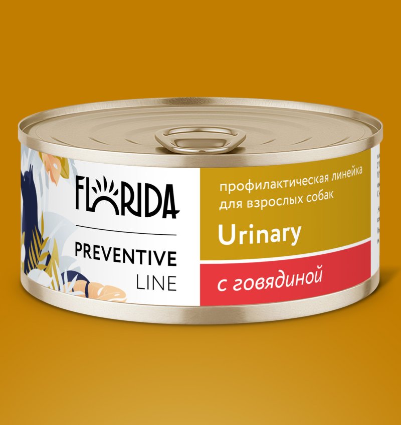 Florida Preventive Line консервы Florida Preventive Line консервы urinary для собак 'Профилактика образования мочевых камней' с говядиной (340 г)