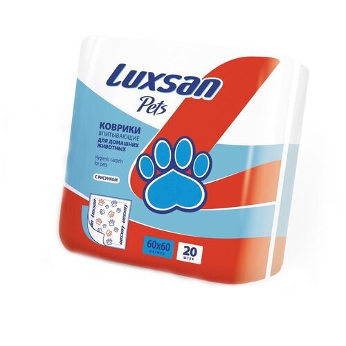 Luxsan Pets Коврики для домашних животных , впитывающие, Premium с рисунком, 60 см на 60 см, 20 шт