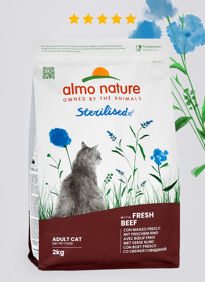 Almo Nature Almo Nature hOLISTIC Сухой корм для стерилизованных кошек со свежей говядиной, Sterilised, Fresh Beef (400 г)