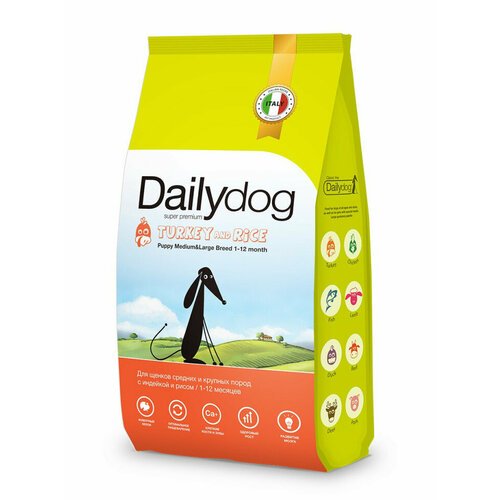 Dailydog Puppy Medium And Large Breed Turkey and Rice сухой корм для щенков средних и крупных пород с индейкой и рисом - 20 кг