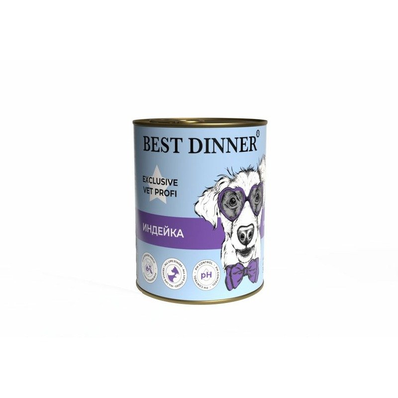 BEST DINNER Best Dinner Urinary Exclusive Vet Profi влажный корм для собак, для профилактики мочекаменной болезни, с индейкой, фарш, в консервах - 340 г