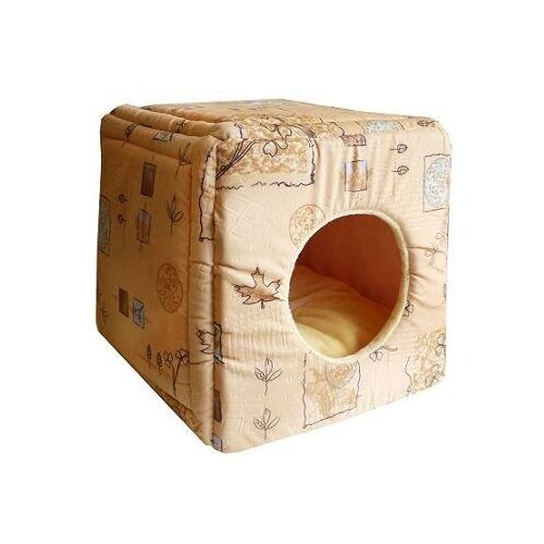 Лежанка (Зооэкспресс) Дом кубик (трансформер) мебельная ткань №2 (50*50*48)