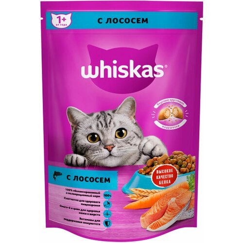 WHISKAS аппетитный обед для взрослых кошек c лососем с нежным паштетом (0,35 кг)