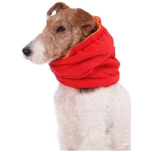 Снуд шапка для собак флисовый Монморанси, красный, размер S