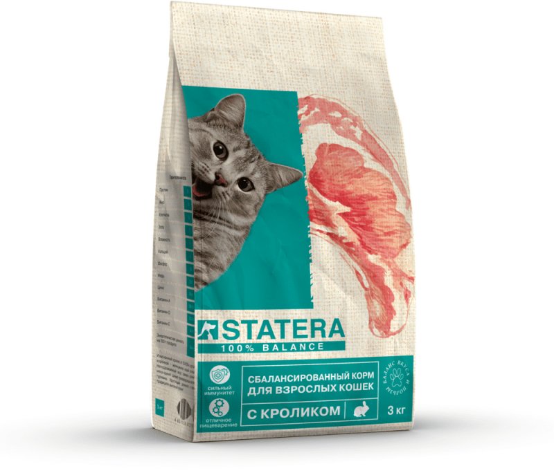 Statera Statera сухой корм для взрослых кошек с кроликом (12 кг)