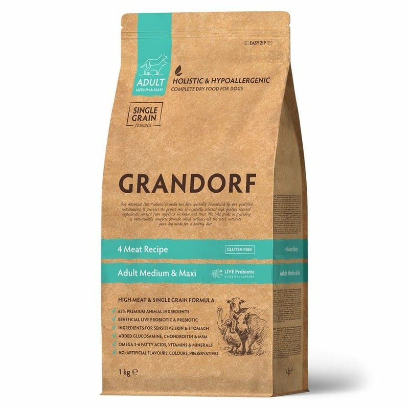 Grandorf Grandorf сухой корм для собак средних и крупных пород четыре вида мяса - 1 кг