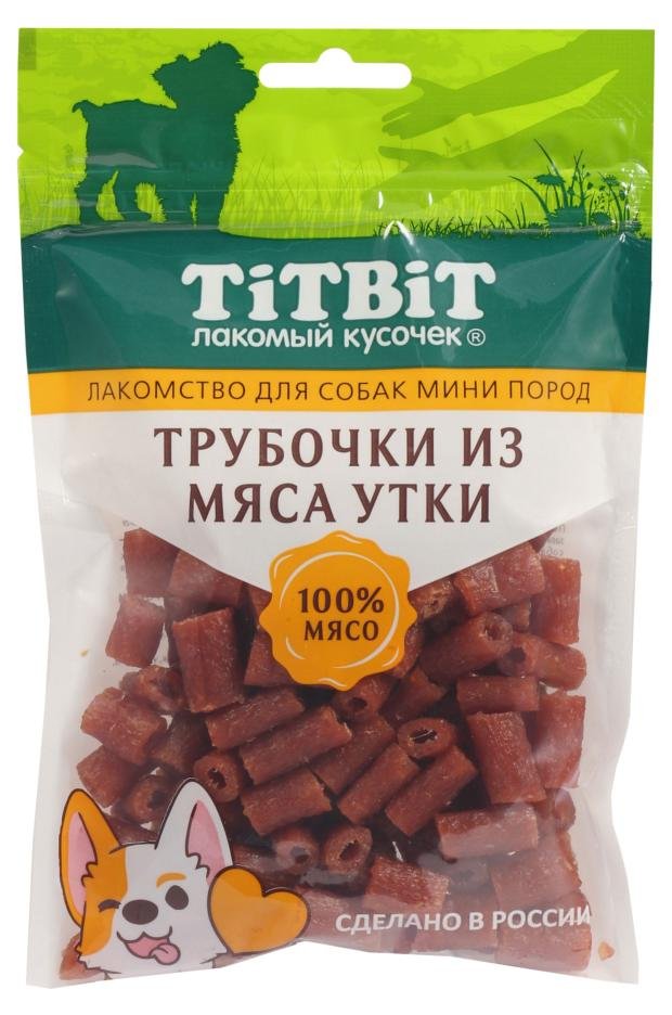 Лакомство для собак TITBIT трубочки из утки, 100 г