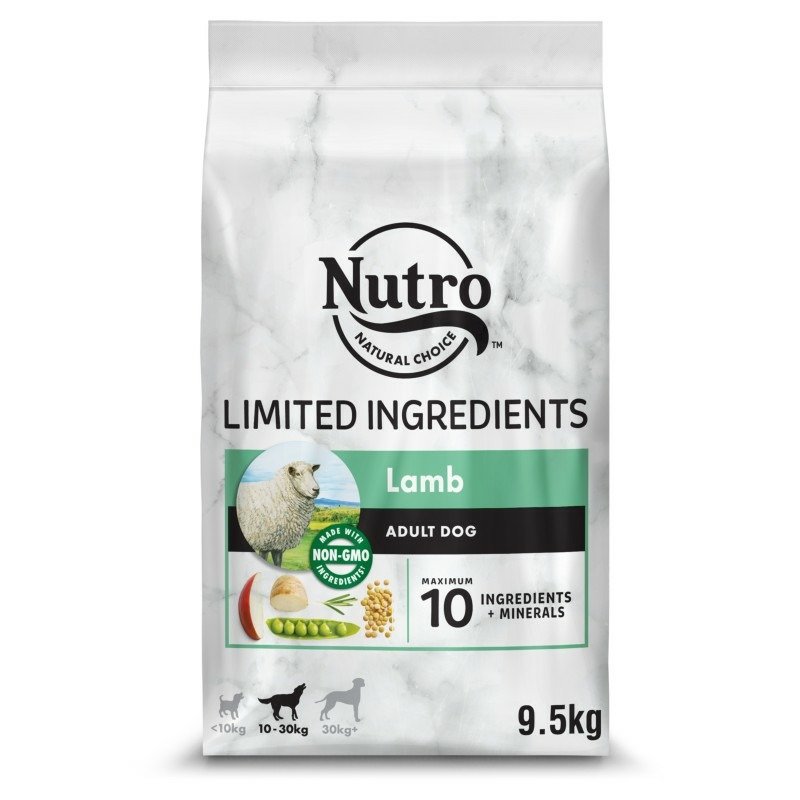 Nutro полнорационный сухой корм для собак средних пород, с чувствительным пищеварением, беззерновой, с ягненком и экстрактом розмарина