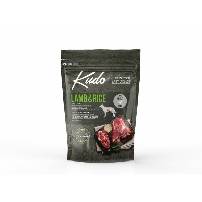 Kudo Kudo Lamb & Rice Mini Adult сухой корм для взрослых собак мелких пород с чувствительным пищеварением, с ягненком и рисом - 3 кг
