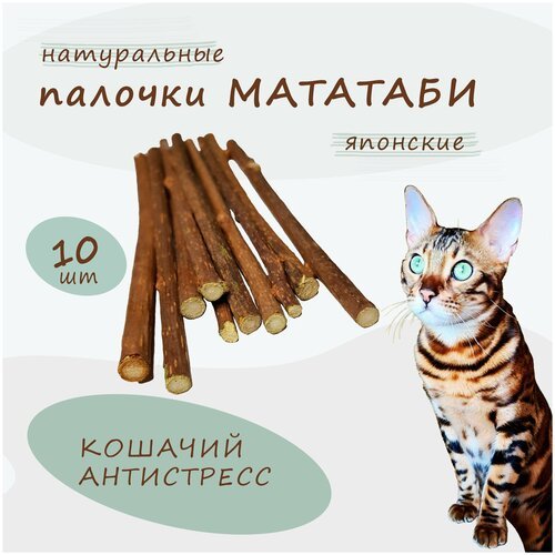 Палочки мататаби для кошек , котов и котят / 10 штук / мататаби для чистки зубов / лакомства для кошек / кошачий антистресс