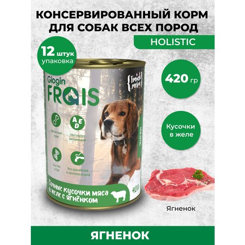 FRAIS HOLISTIC DOG консервы для собак мясные кусочки С ягненком В желе, 420 ГР, упаковка 12 ШТ