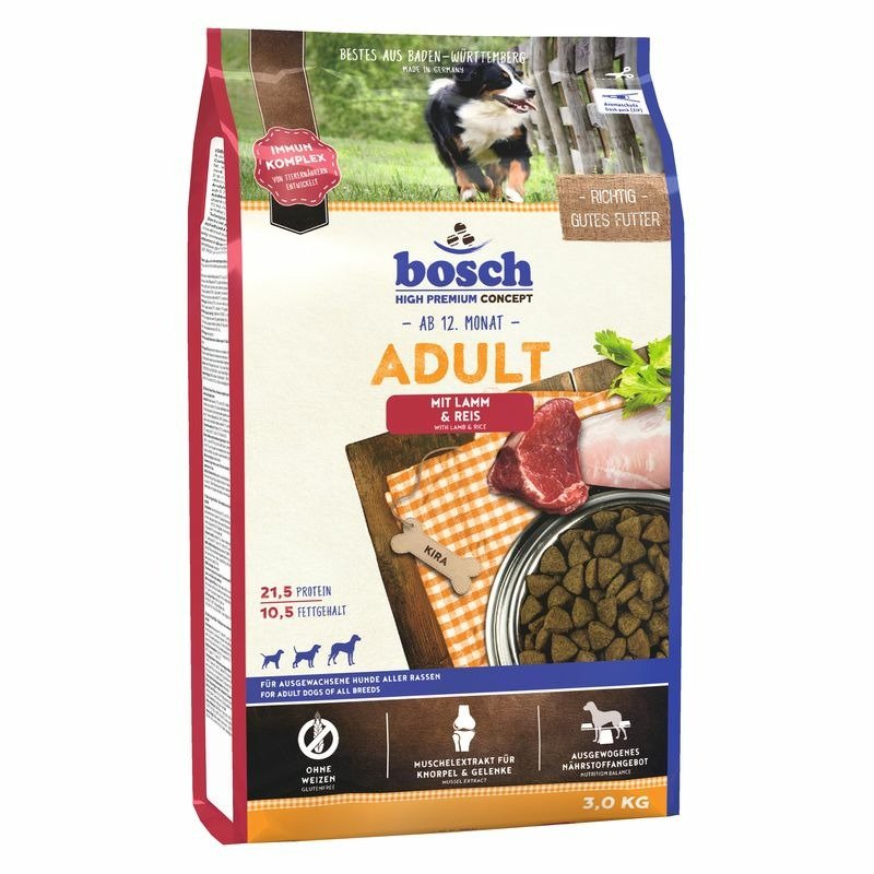 Сухой корм Bosch Adult Lamb & Rice для взрослых собак, ведущих малоактивный образ жизни в городских условиях, с ягненком и рисом - 3 кг