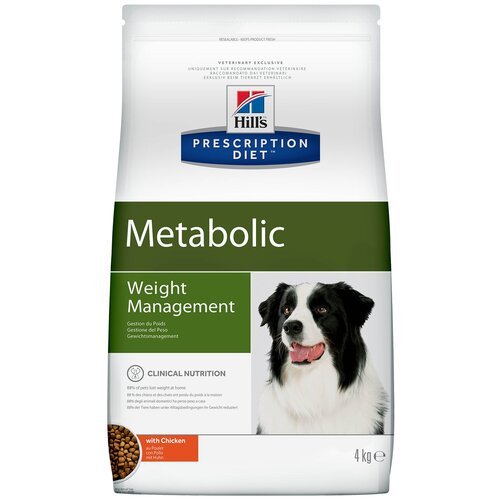 Сухой диетический корм для собак Hill's Prescription Diet Metabolic способствует снижению и контролю веса, с курицей 4 кг