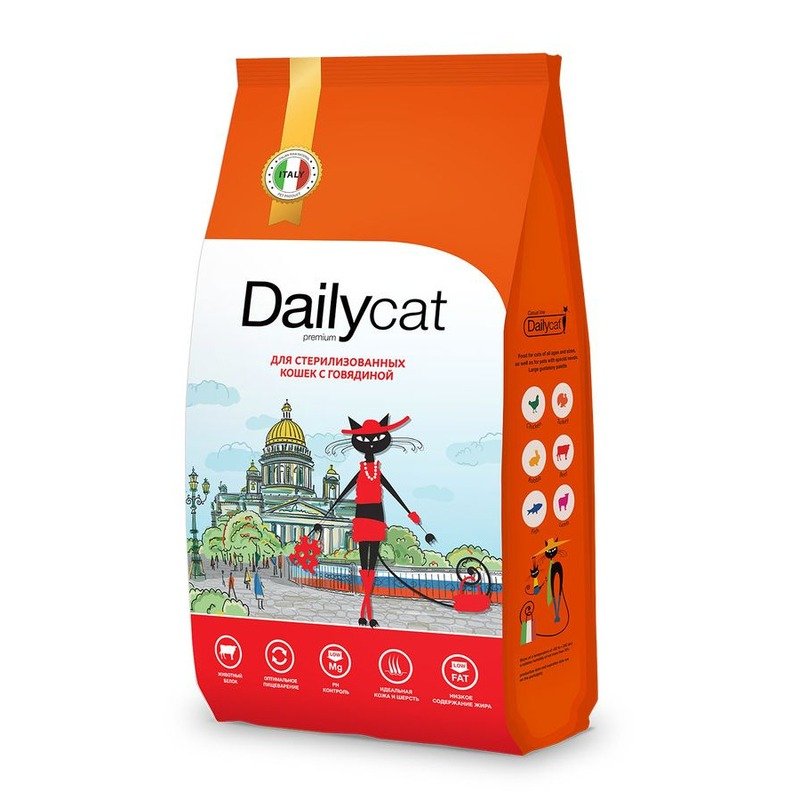 Dailycat Casual сухой корм для взрослых стерилизованных кошек с говядиной - 1,5 кг