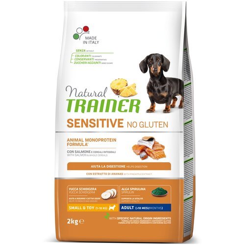 Сухой корм для собак TRAINER Natural Sensitive No Gluten, гипоаллергенный, при чувствительном пищеварении, лосось 1 уп. х 1 шт. х 2 кг (для мелких и карликовых пород)