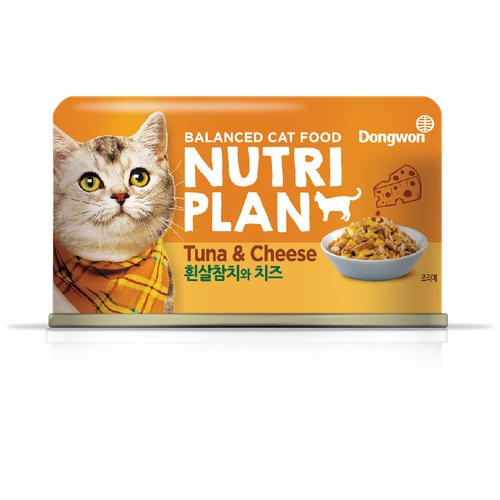 Влажный корм для кошек NUTRI PLAN Тунец с сыром в собственном соку ж/б 160г