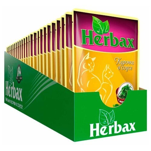 Влажный корм HERBAX для взрослых кошек курочка с морской капустой в соусе (100 гр х 24 шт)