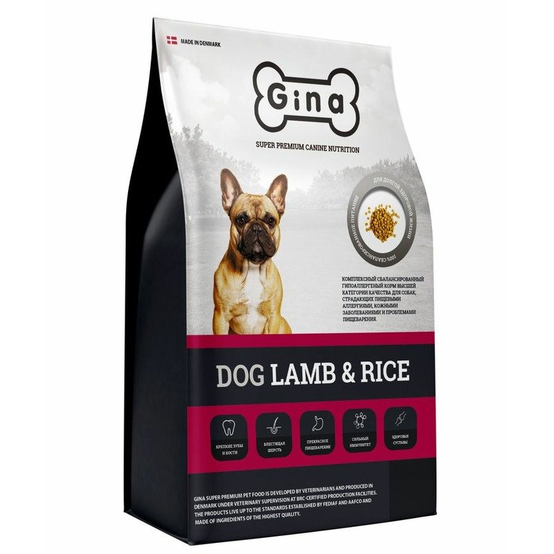 Gina Gina Dog гипоаллергенный сухой корм для взрослых собак, с ягненком и рисом - 7,5 кг